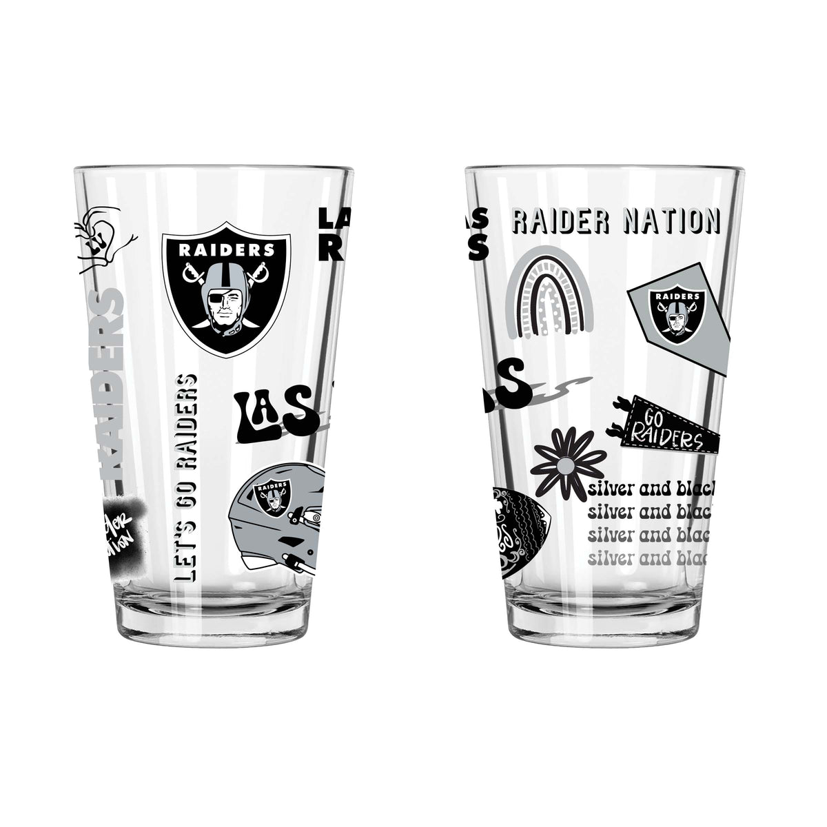 2pk 16oz Pint Glass, DP, Loco Design | Las Vegas Raiders