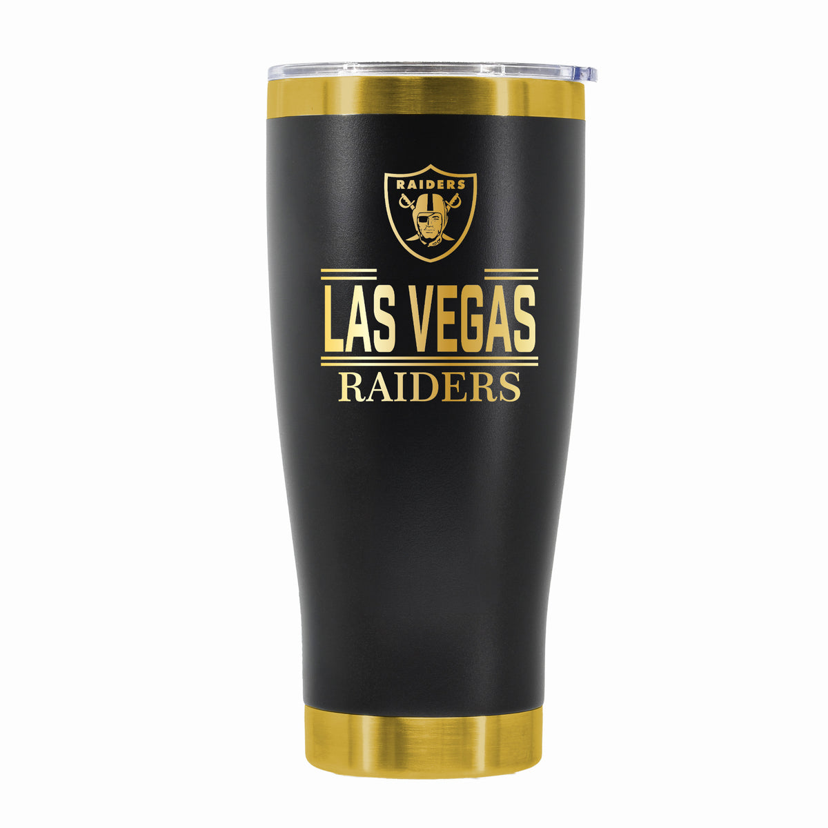 24 oz Stainless Steel Tumbler with Gold Accents & Etched Classic Crew Team Design, Las Vegas Raiders