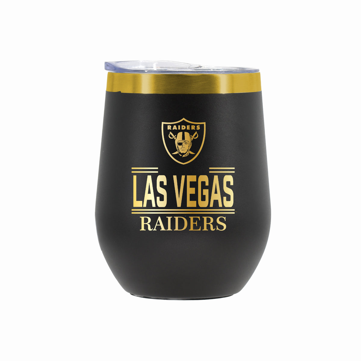 12 oz Stainless Steel Wine Tumbler with Gold Etched Classic Crew Team Design, Las Vegas Raiders