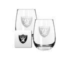 2 Pack Stemless Wine Glasses and Coasters Set | Las Vegas Raiders