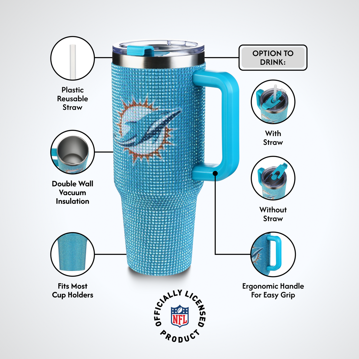 40oz TC Bling Game Day Tumbler I | Miami Dolphins