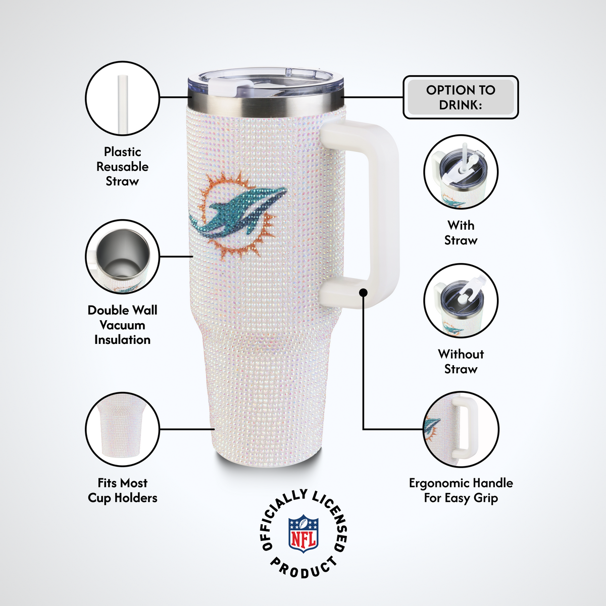 40oz Bling Collosal Tumbler | Miami Dolphins