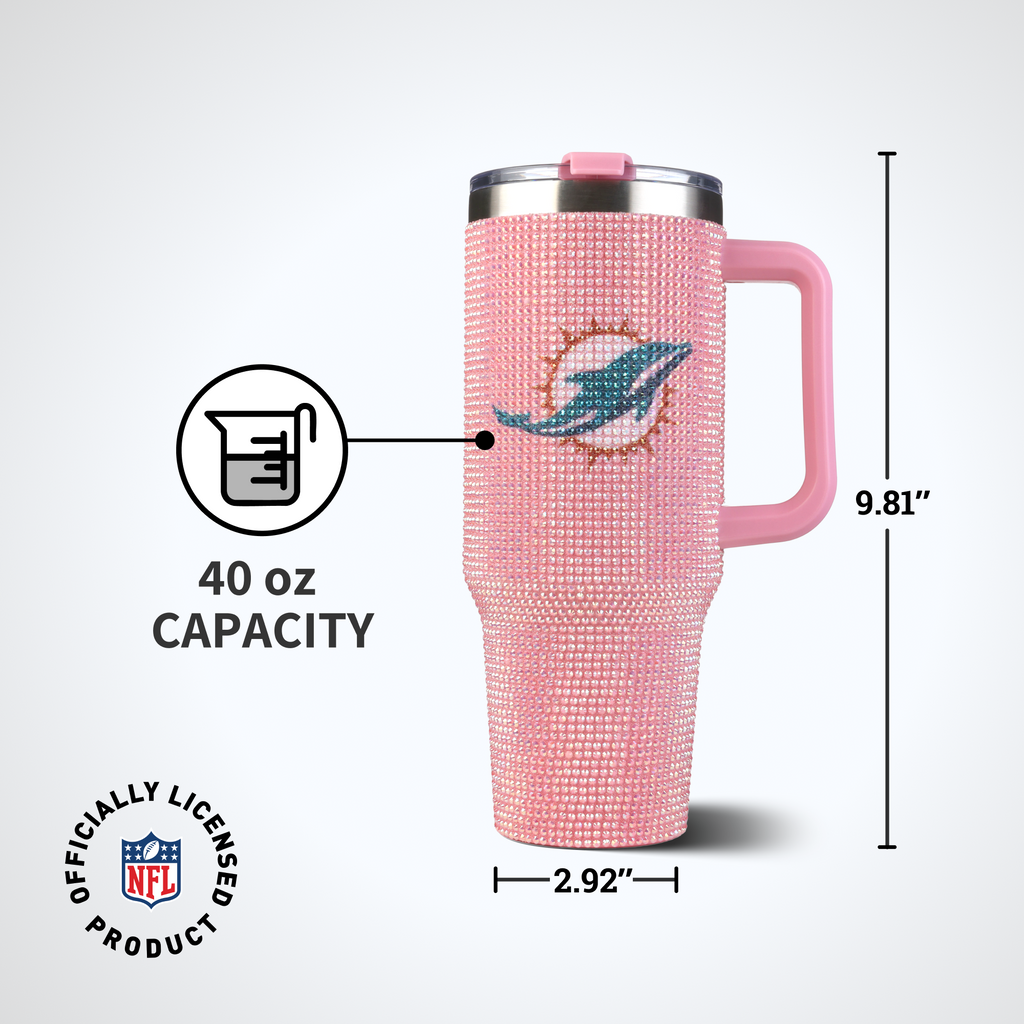 40oz Pink Bling Game Day Tumbler I | Miami Dolphins