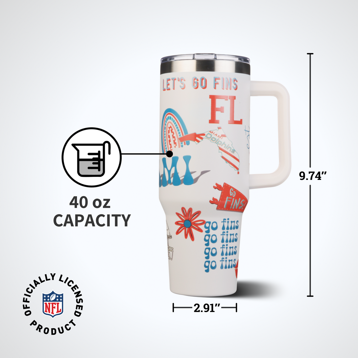 40oz Team Spirit Game Day Tumbler I | Miami Dolphins
