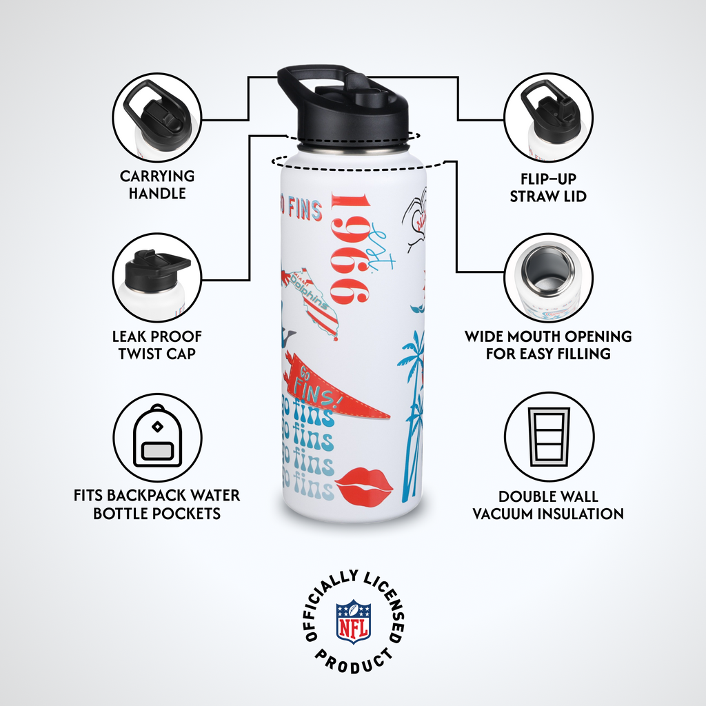 34oz Team Spirit Water Bottle I | Miami Dolphins