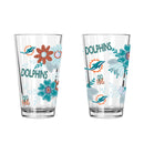 2pk 16oz Pint Glass, DP, Flowers | Miami Dolphins