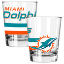 2pk 15oz Old Fashion Glass Big Stripes Design | Miami Dolphins