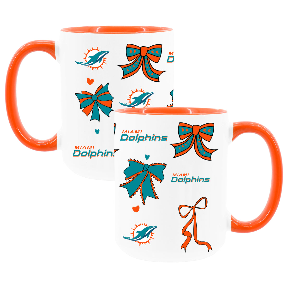  Dolphins 2pk 15oz Bow Coffee Mug 