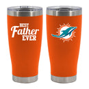 20oz Orange Stainless Steel Tumbler, Direct Print, Best Dad Ever Design, Miami Dolphins