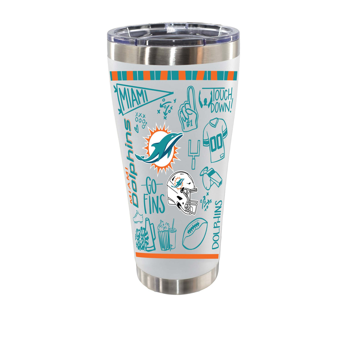 Sketchpad Design 30oz SS Tumbler | Miami Dolphins