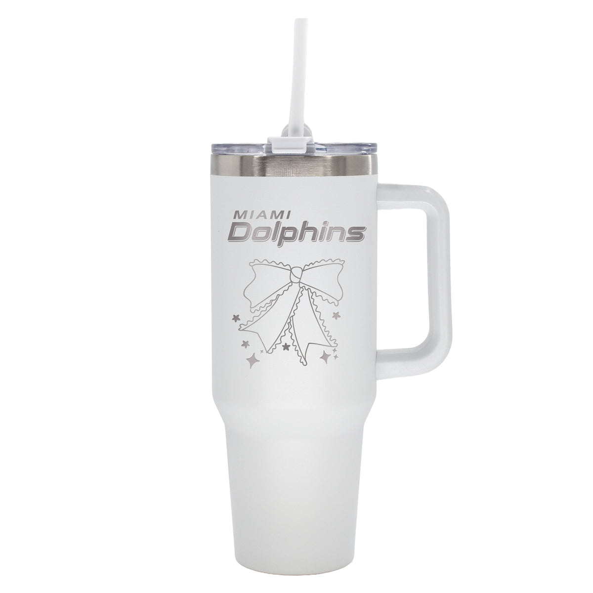  Dolphins 40oz Bow White Stainless Steel Colossal Tumbler 