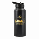 32 oz Stainless Steel Water Bottle with Gold Etched Classic Crew Team Design, Miami Dolphins