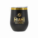 12 oz Stainless Steel Wine Tumbler with Gold Etched Classic Crew Team Design, Miami Dolphins