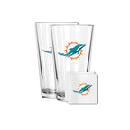 2 Pack Pint and Coasters Set | Miami Dolphins