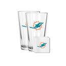 2 Pack Pint and Coasters Set | Miami Dolphins