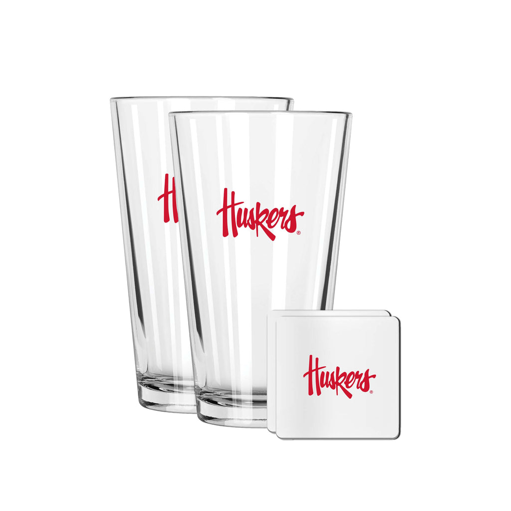 2 Pack Pint and Coasters set  | University Of Nebraska, Lincoln