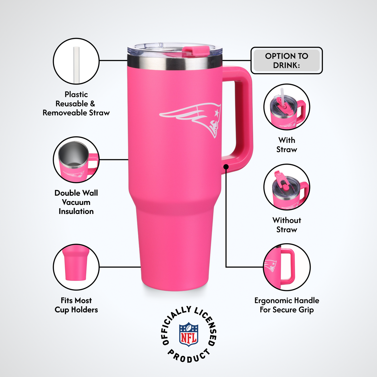 40oz Pink Game Day Tumbler I | New England Patriots