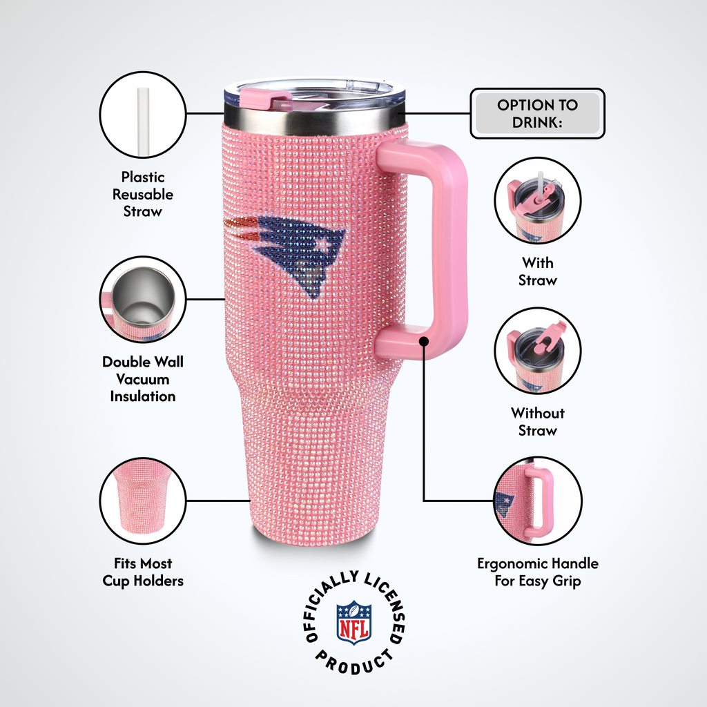 40oz Pink Bling Game Day Tumbler I | New England Patriots