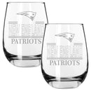 2pk 15oz Stemless Wine Glass Classic Crew Design | New England Patriots