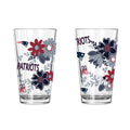 2pk 16oz Pint Glass, DP, Flowers | New England Patriots