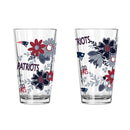 2pk 16oz Pint Glass, DP, Flowers | New England Patriots