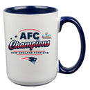 15oz White Mug with Navy Inner Color, Sublimation, AFC Champion 60, 2026 Design| New England Patriots