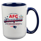15oz White Mug with Navy Inner Color, Sublimation, AFC Champion 60, 2026 Design| New England Patriots