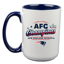 15oz White Mug with Navy Inner Color, Sublimation, AFC Champion 60, 2026 Design| New England Patriots
