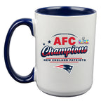 15oz White Mug with Navy Inner Color, Sublimation, AFC Champion 60, 2026 Design| New England Patriots