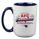 15oz White Mug with Navy Inner Color, Sublimation, AFC Champion 60, 2026 Design| New England Patriots