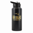 32 oz Stainless Steel Water Bottle with Gold Etched Classic Crew Team Design, New England Patriots