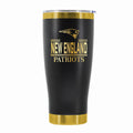24 oz Stainless Steel Tumbler with Gold Accents & Etched Classic Crew Team Design, New England Patriots