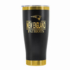 24 oz Stainless Steel Tumbler with Gold Accents & Etched Classic Crew Team Design, New England Patriots