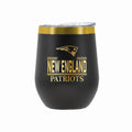 12 oz Stainless Steel Wine Tumbler with Gold Etched Classic Crew Team Design, New England Patriots