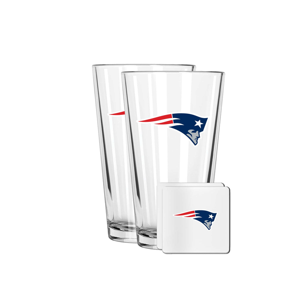2 Pack Pint and Coasters Set | New England Patriots
