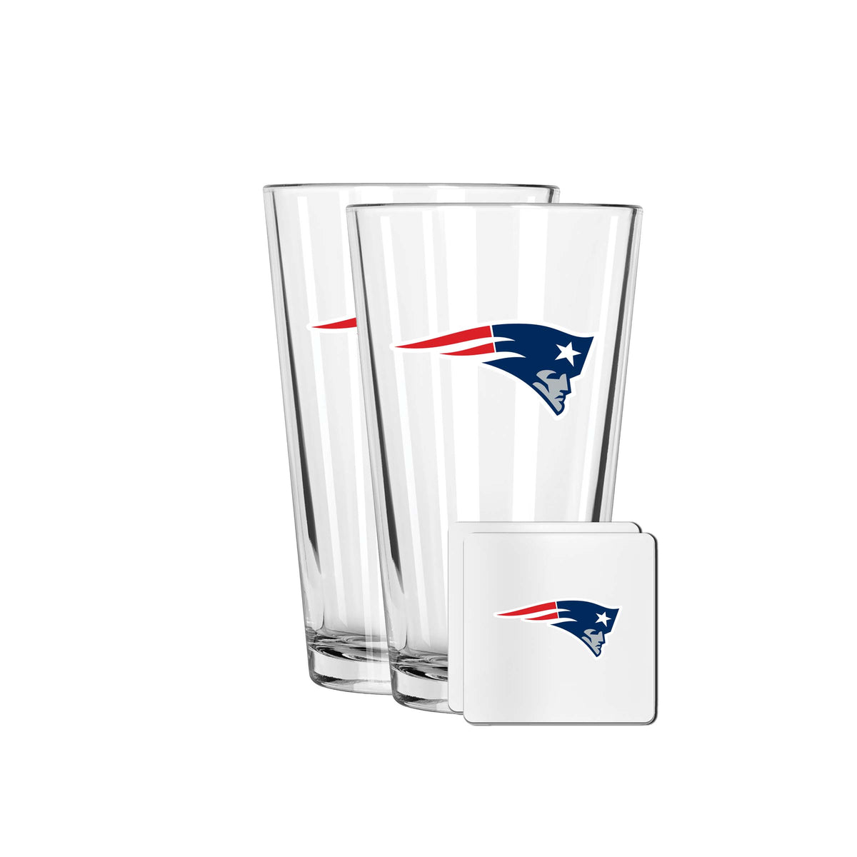 2 Pack Pint and Coasters Set | New England Patriots