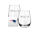 2 Pack Stemless Wine Glasses and Coasters Set | New England Patriots
