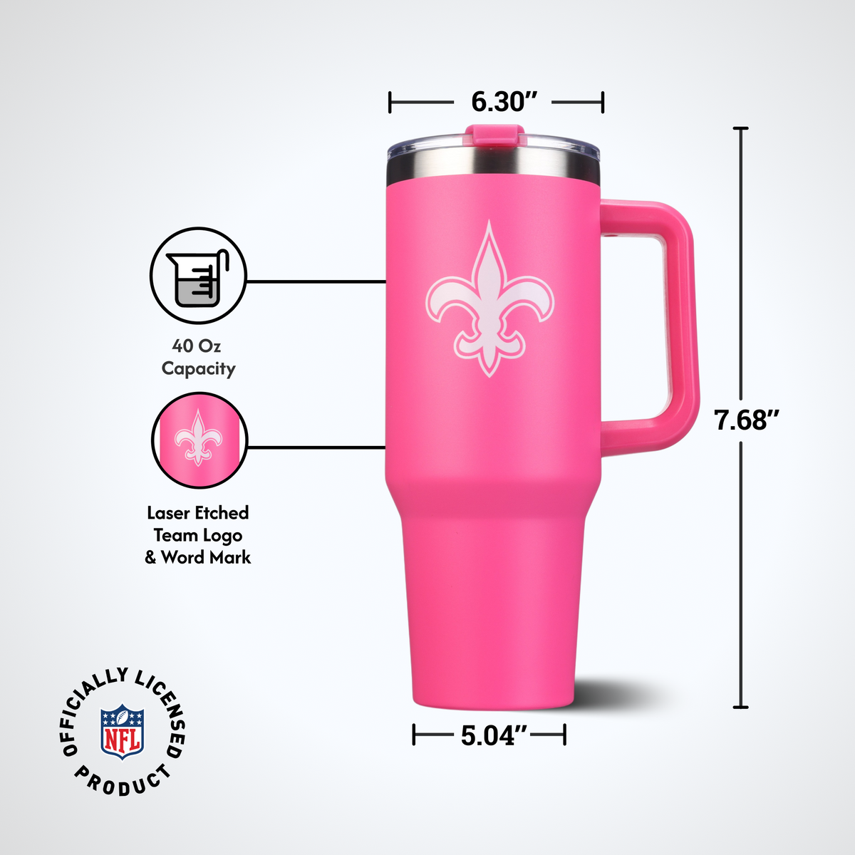 40oz Pink Game Day Tumbler I | New Orleans Saints