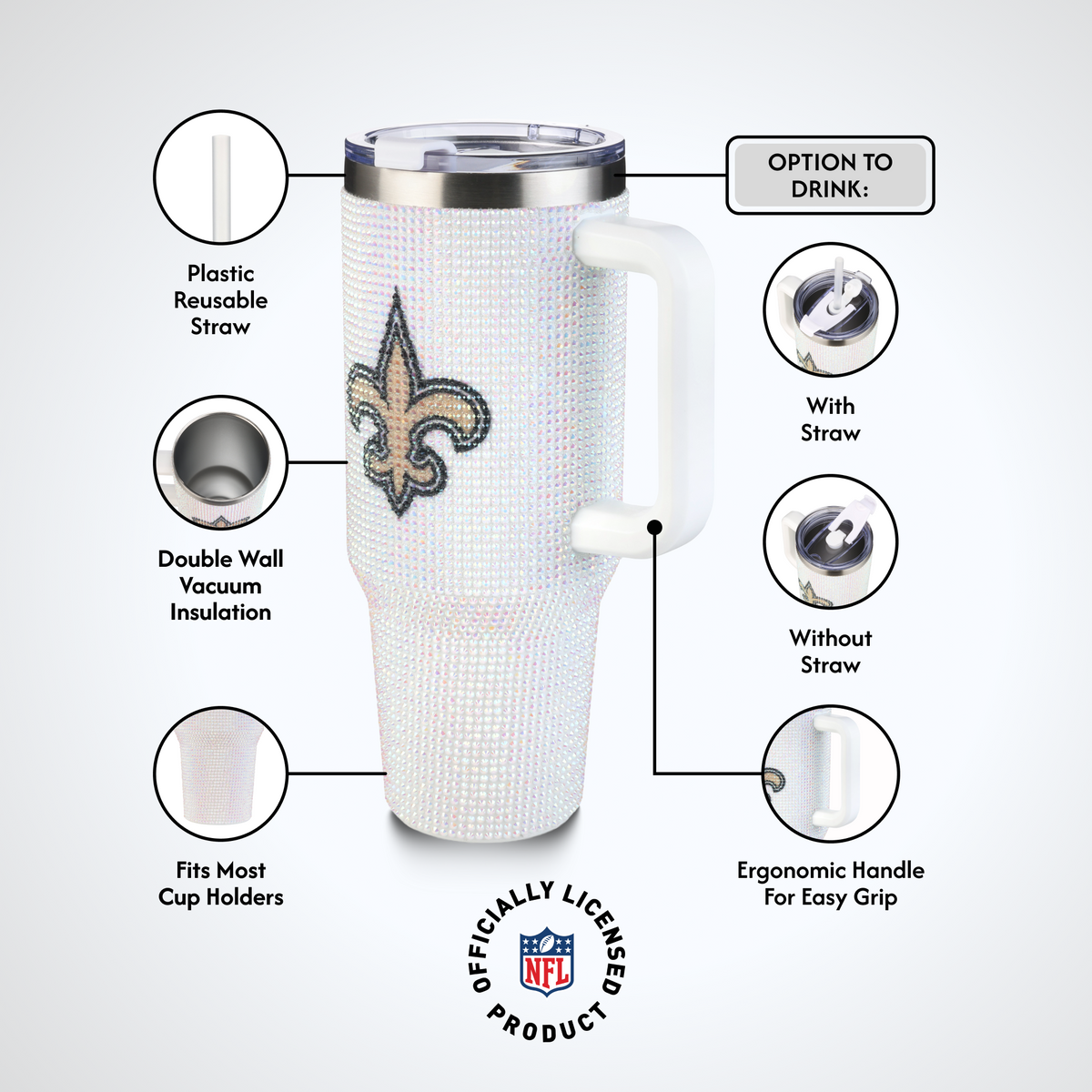 40oz Bling Collosal Tumbler | New Orleans Saints