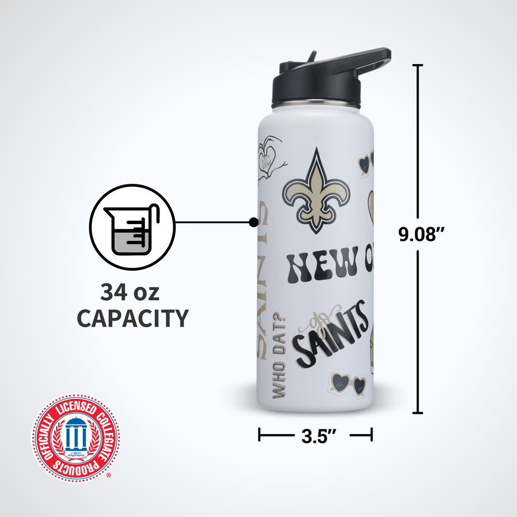 34oz Team Spirit Water Bottle I | New Orleans Saints