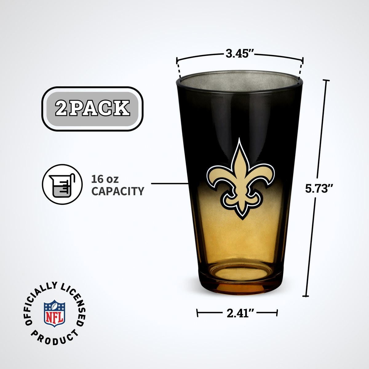 2-Pack Ombre Pint Glasses | New Orleans Saints