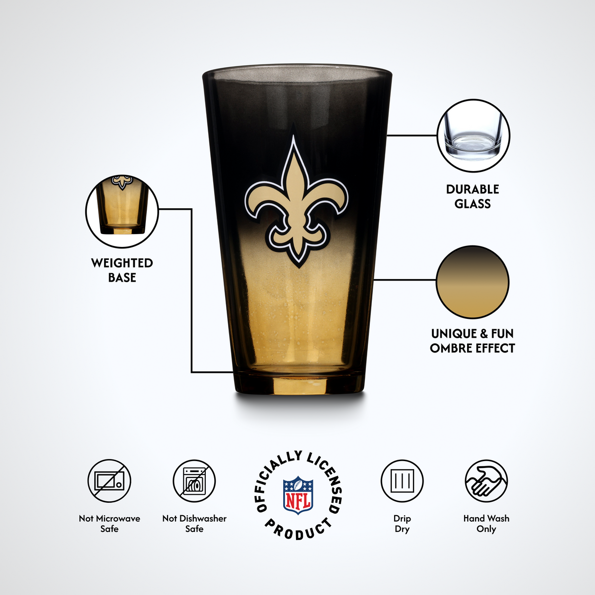 2-Pack Ombre Pint Glasses | New Orleans Saints