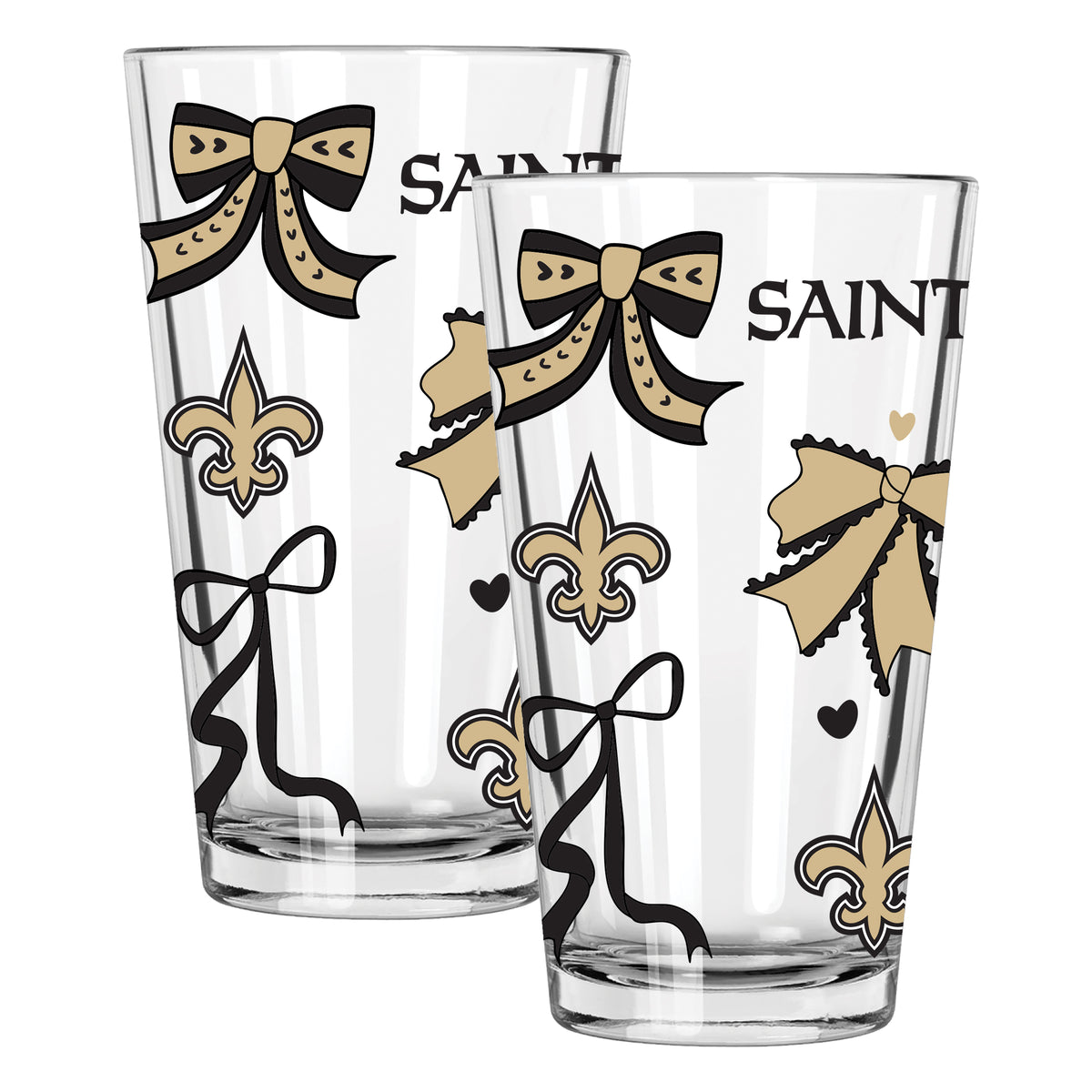  Saints 2pk 16oz Bow Pint Glass 