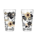 2pk 16oz Pint Glass, DP, Flowers | New Orleans Saints