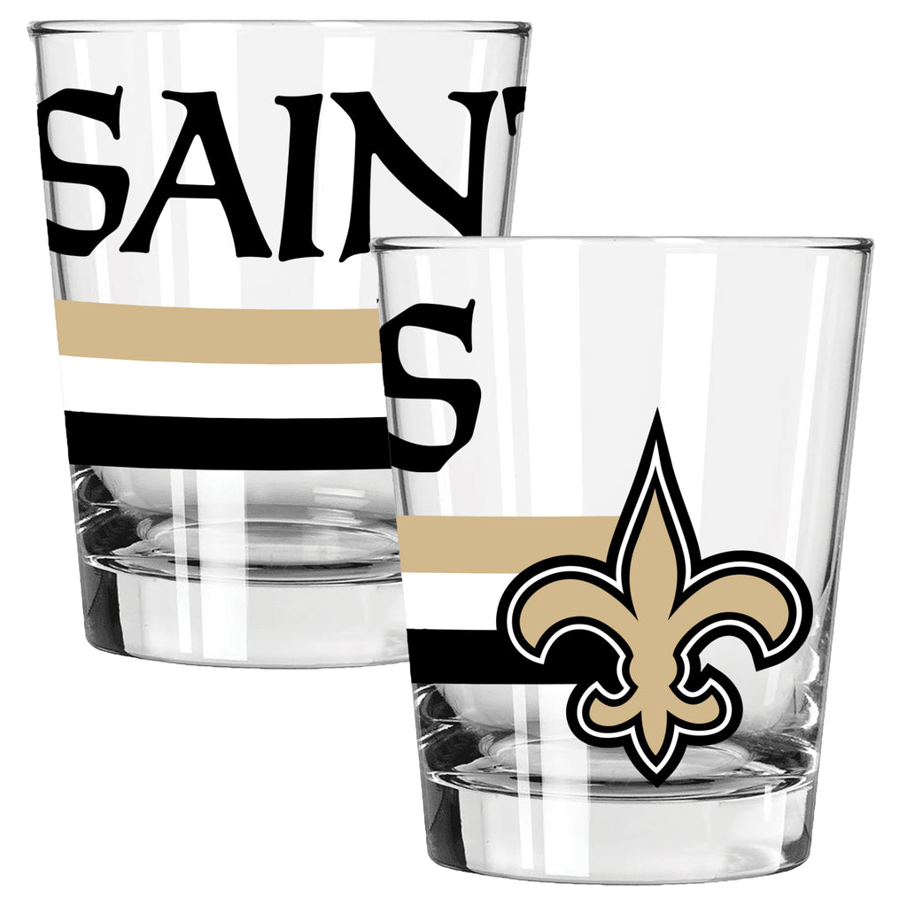 2pk 15oz Old Fashion Glass Big Stripes Design | New Orleans Saints