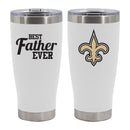 20oz White Stainless Steel Tumbler, Direct Print, Best Dad Ever Design, New Orleans Saints