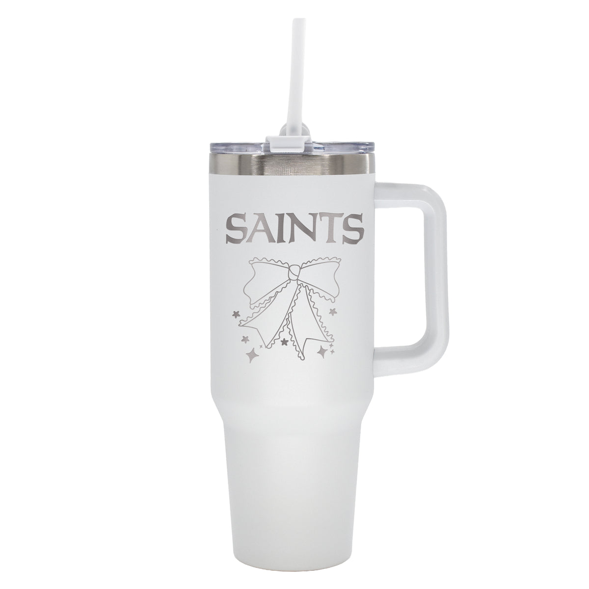  Saints 40oz Bow White Stainless Steel Colossal Tumbler 