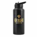 32 oz Stainless Steel Water Bottle with Gold Etched Classic Crew Team Design, New Orleans Saints