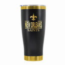 24 oz Stainless Steel Tumbler with Gold Accents & Etched Classic Crew Team Design, New Orleans Saints