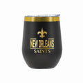 12 oz Stainless Steel Wine Tumbler with Gold Etched Classic Crew Team Design, New Orleans Saints